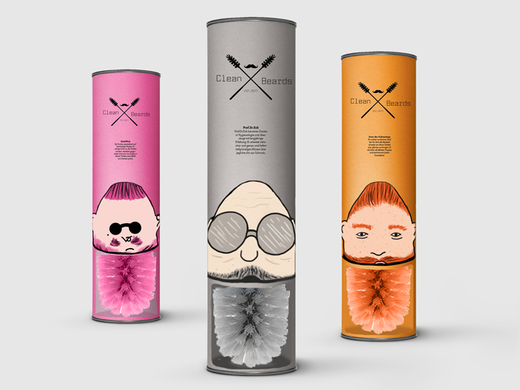 Packagingdesign für eine Klobürste „Clean Beards“