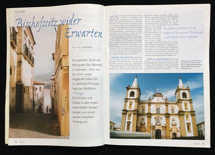 Doppelseite „Entdecken Sie Algarve“, Layout, Text und Fotos