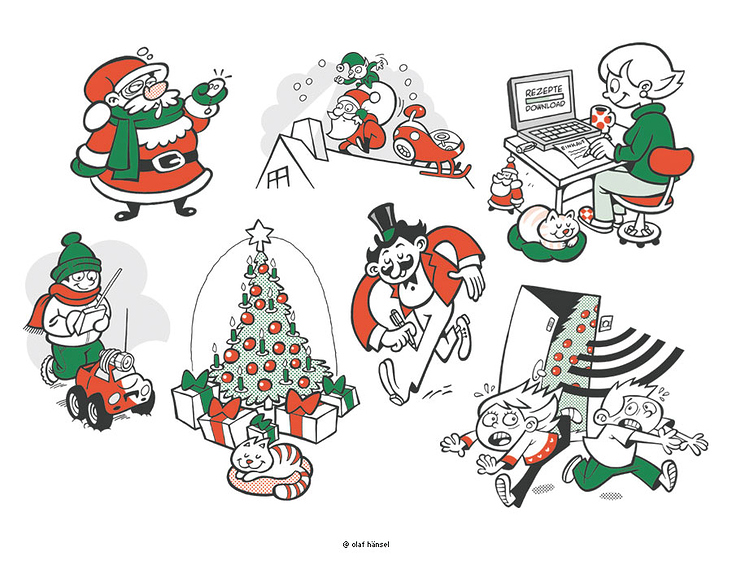 Illustrationen für die Weihnachtskarten der HDI Gerling Gruppe