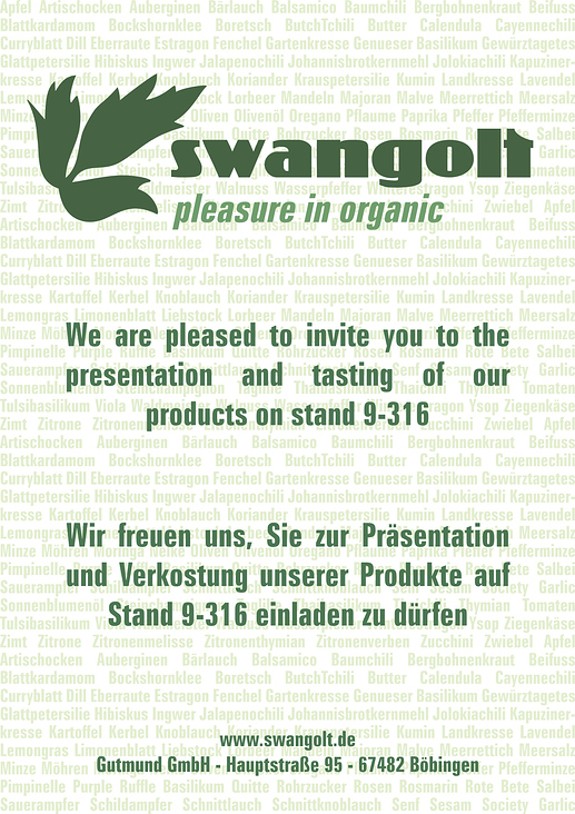 swangolt flyer – Biofach Nürnberg