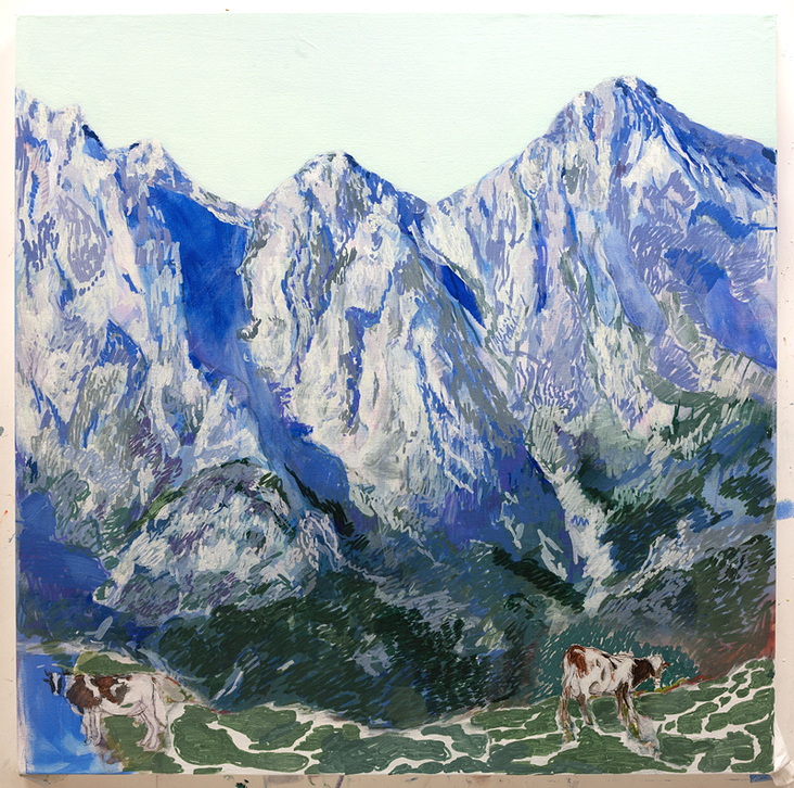 berg IV, tusche auf LW, 100 × 100 cm, 2019