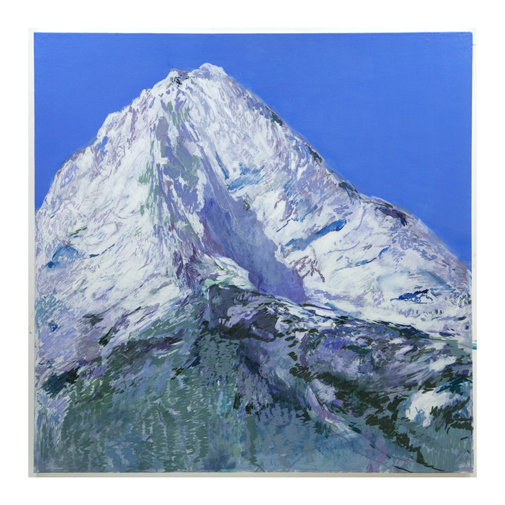 berg III, tusche auf lw, 100 × 100 cm, 2017