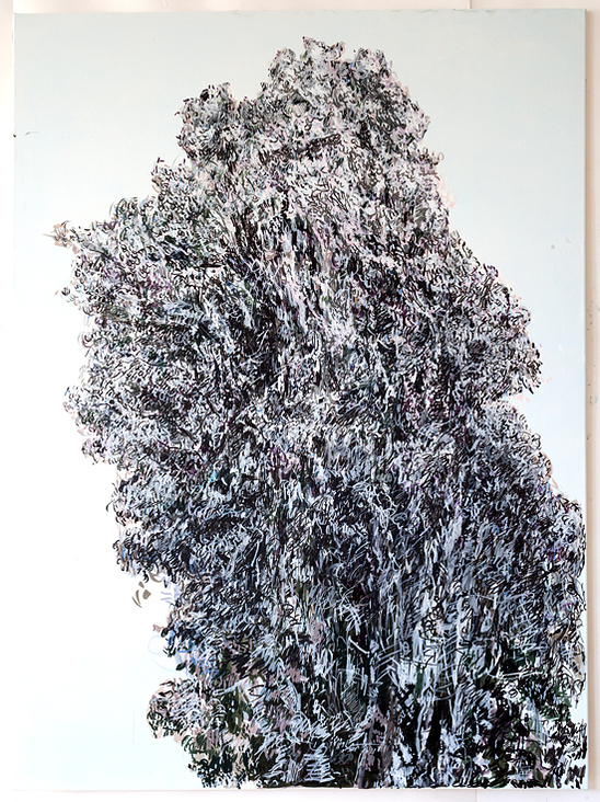 pappel II, tuschezeichnung auf lw, 150 × 110 cm,2017