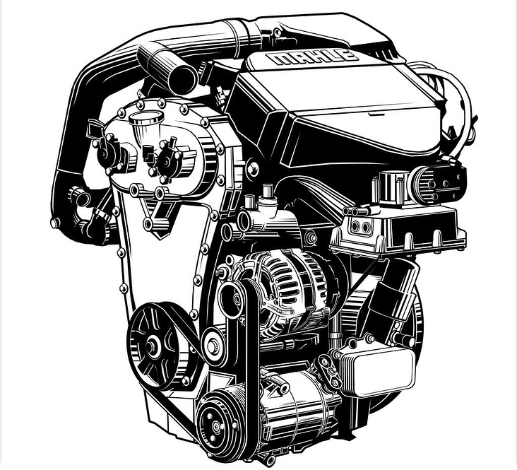Vektorgrafik Mahle Downsizing Motor