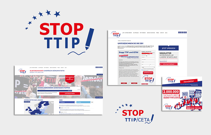 Logodesign: Europäische Bürgerinitiative gegen TTIP, Werbemittel