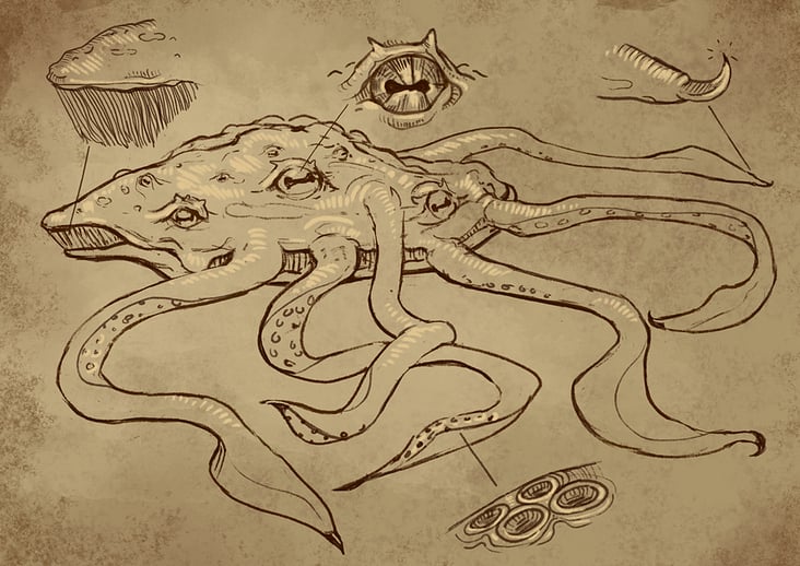 Anatomical-sketch sea-creature