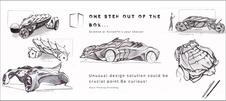 Unique and Curious Car Design Sketches, black pencil