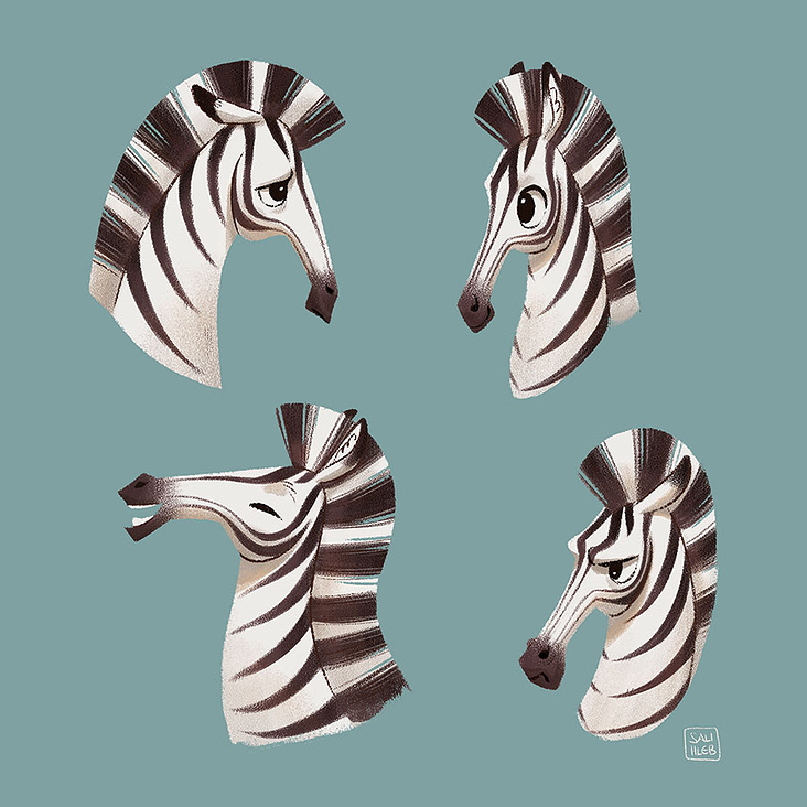 Zebra Character Design, facial expressions