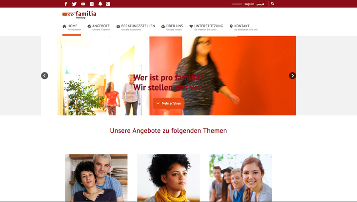 Corporate Website pro familia Hamburg e.V.