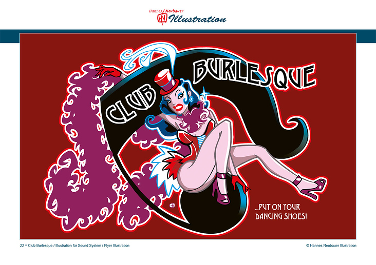 22 = Club Burlesque / Illustration für Sound System / Flyer Illustration