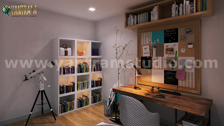 2Home office library room interior designer