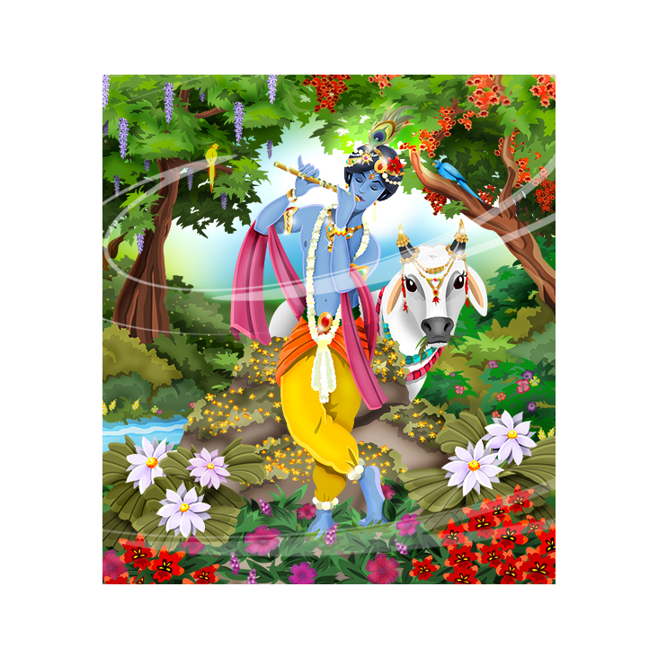 Illustration „Krishna“ / Postkartenmotiv