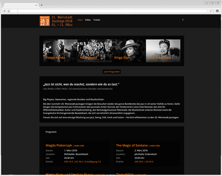 Website Weinstadt Jazztage