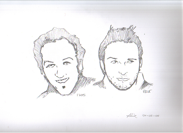 Mats & René (pencil on carton, 42 × 30 cm)