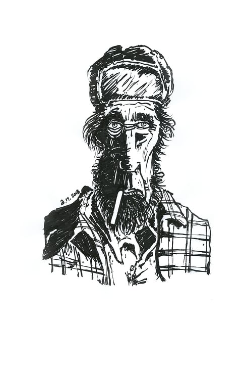 Raucher / Smoker (ink on paper, 20 × 30 cm)