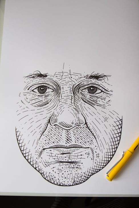 David Yow – Step 1 (ink on carton, 30 × 42 cm)