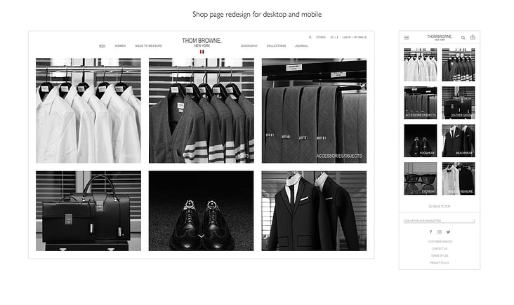 Thom Browne Shop Page redesign