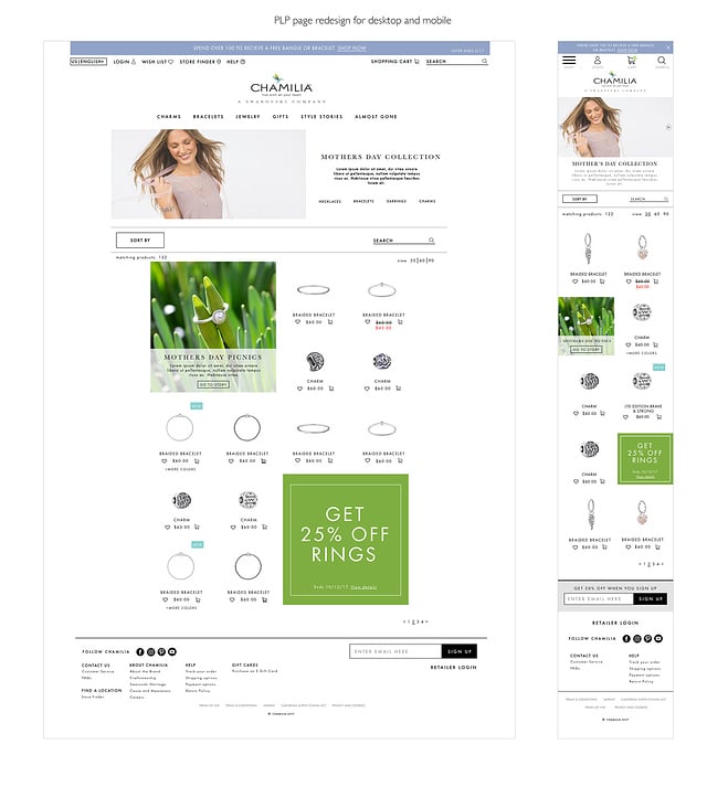 Chamilia.com (A Swarovski Company) PLP redesign