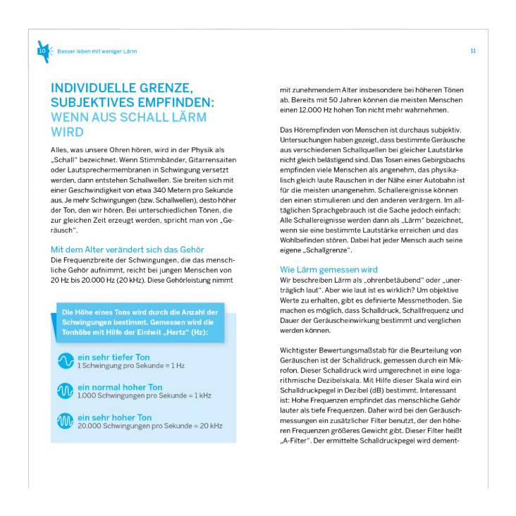 Information Lärmschutz Broschüre Beispiel Innen | Umwelt/ Verbraucher-Ministerium NRW