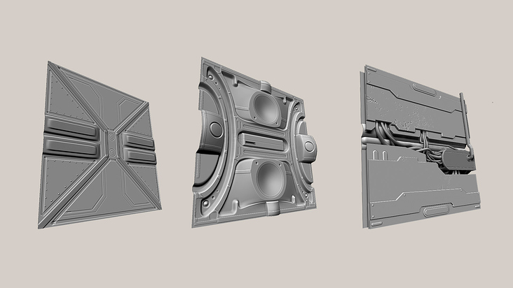 scifi wall panels – highpoly hardsurface (ZBrush)