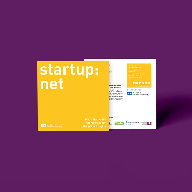 startup:net Flyer Vorderseite und Rückseite