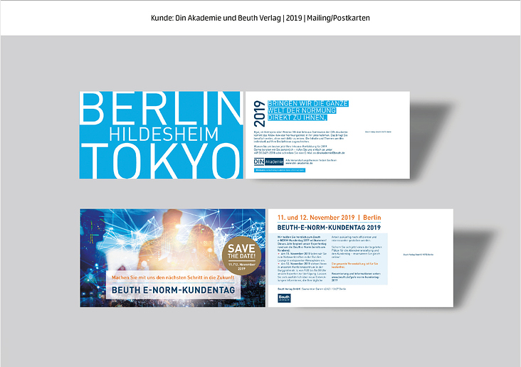 Mailings/Postkarten für DIN Akademie und Beuth Verlag