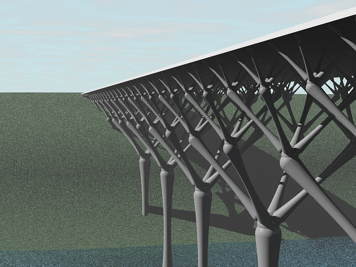 Innovatives Tragwerksystem aus UHPC, Beispiel Brücke mit pflanzenähnlicher Tragwerkstruktur