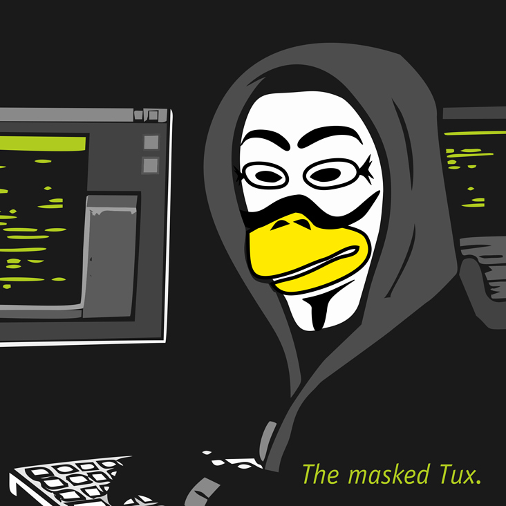 The masked Tux | aipi.de/linux | Datenschutz | IT-Sicherheit