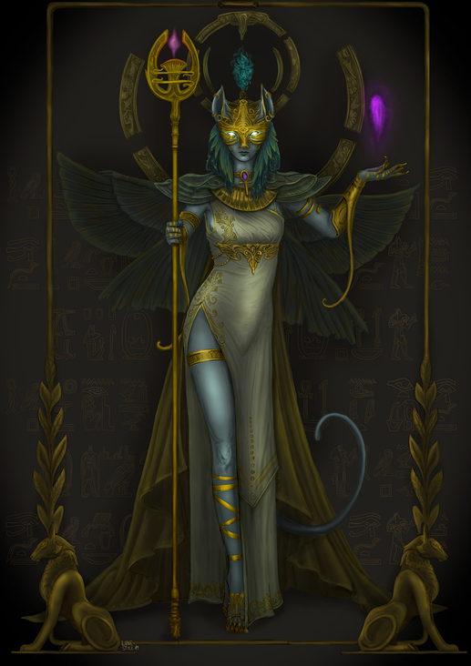 Bastet-Ägyptische Göttin der Fruchtbarkeit (digitale Illustration 2019, Privatauftrag)