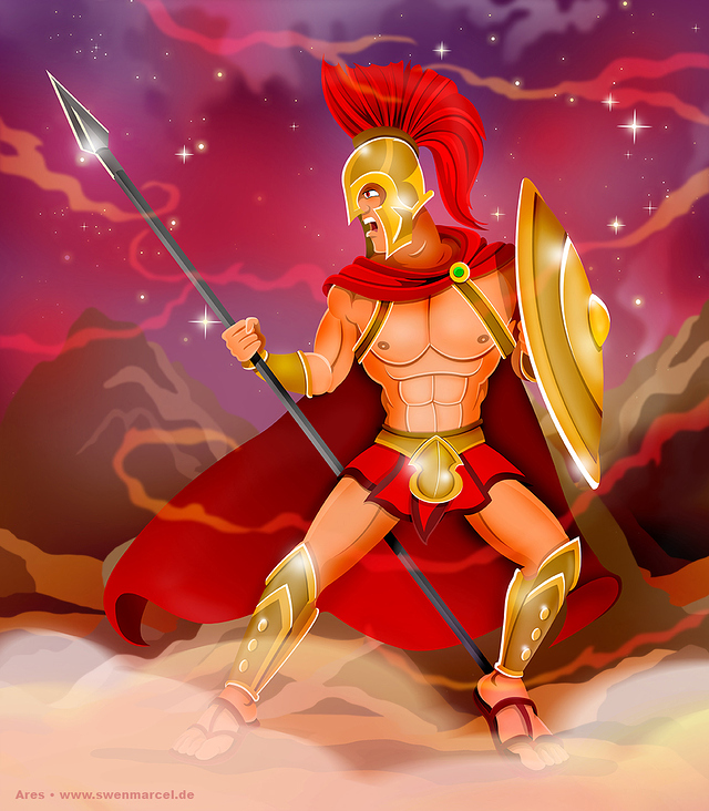 Illustration von Ares, Gott des Krieges und des Kriegsgemetzels.