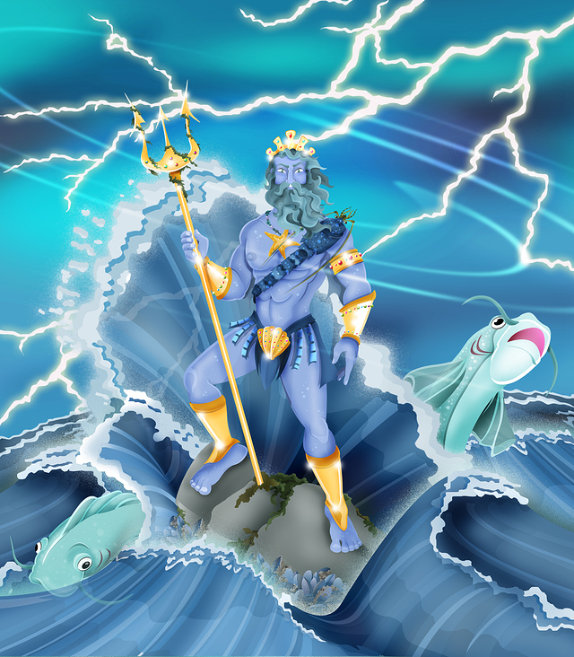 Meeresgott Poseidon. Gott der Winde und der Stürme. Schutzgott der Seefahrer.