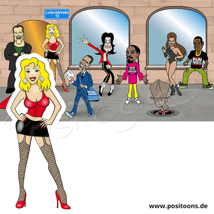 Illustration: Vor dem Club mit prominenten Gästen der Musik-Szene