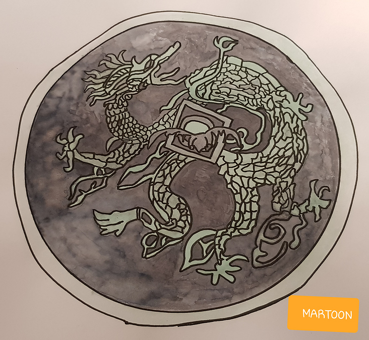 Endlich ist mein Bild zum gestrigen „Inktober“-Thema „Drachen“ fertig! Sie sehen den chinesischen- Drachen von „Shenmue“.