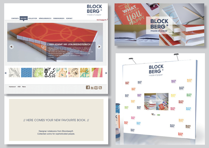 Screendesign, Flyer und Messestand für nachhaltig hergestellte Skizzenbücher