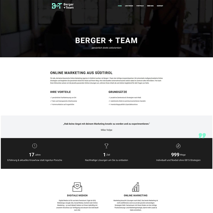 Webdesign Berger+Team Internet-Service