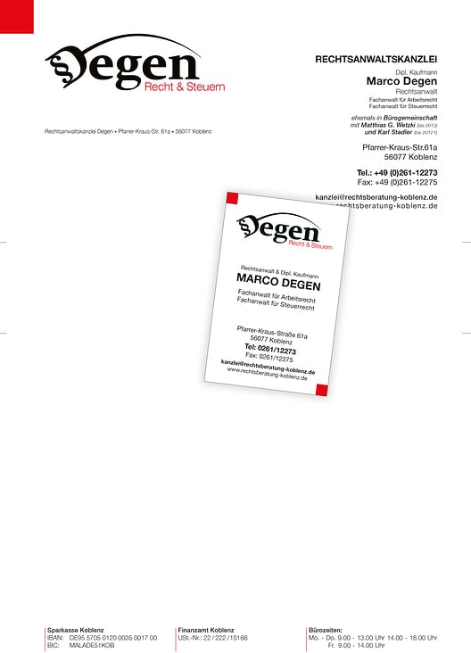 Rechtsanwalt Degen, redesign Logo, Briefpapier etc.