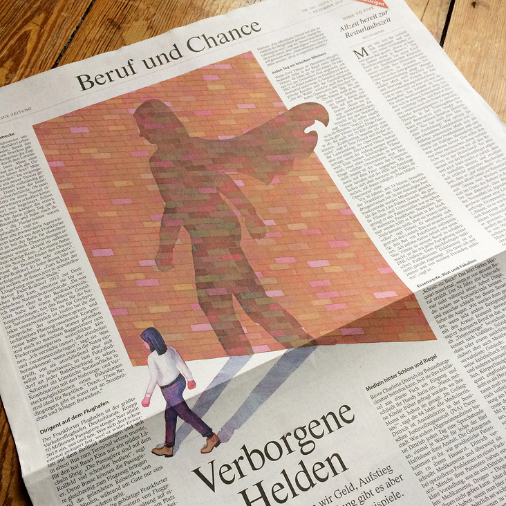 Illustration „Verborgene Helden“ für Frankfurter Allgemeine Zeitung (Nr. 285/49D3)