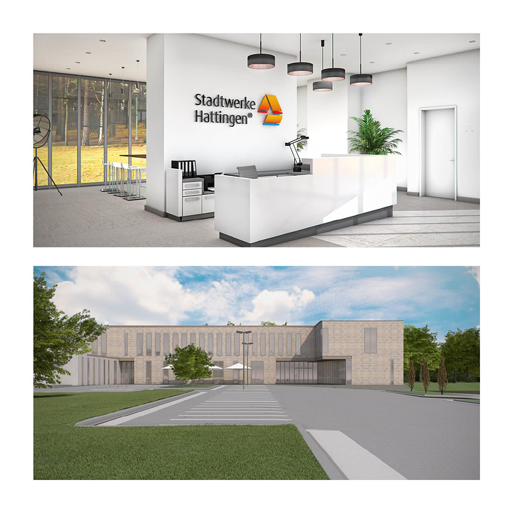 Empfangsbereich und Neubau der Stadtwerke Hattingen GmbH