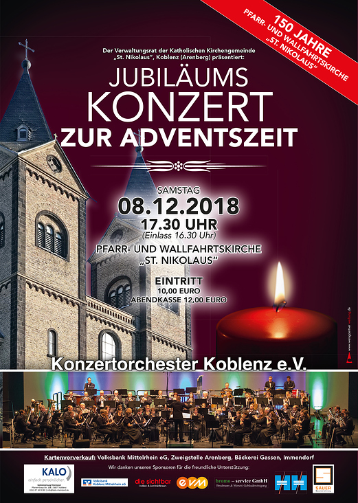 Plakat Jubilaumskonzert Verwaltungsrat Kirche Ko.-Arenberg