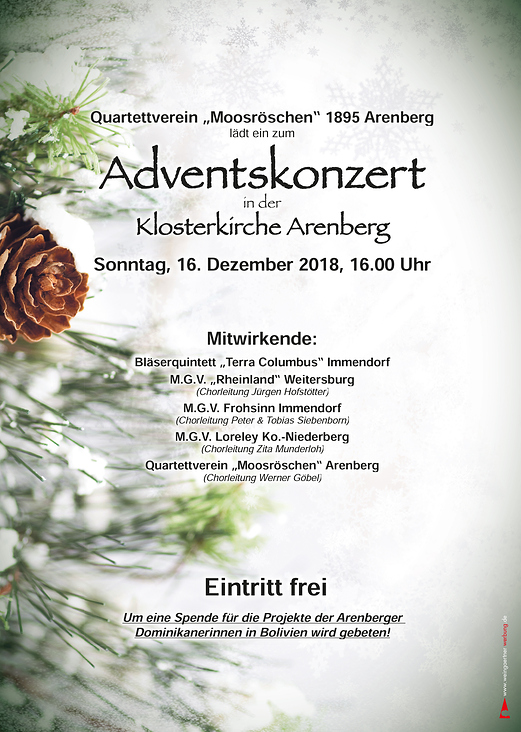 Plakat Quartettverein Moosröschen Ko.-Arenberg