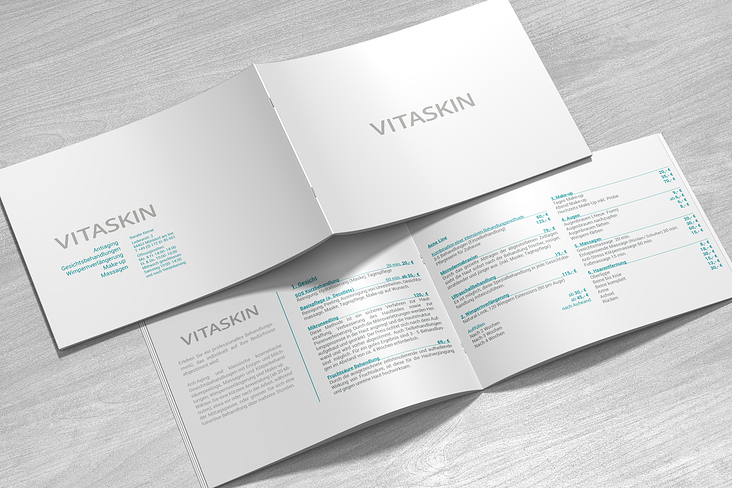 Flyer/Infobroschüre für das Vitaskin Kosmetikstudio (Gestaltung in InDesign)