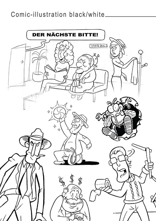 Comic-illustrationen schwarz-weiss