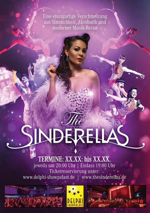 The Sinderellas – Burlesque-Show-Plakat – Gestaltung und Composing