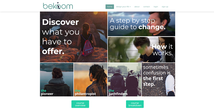 Webdesign für die kanadische Videokurs Plattform Bekoom.com