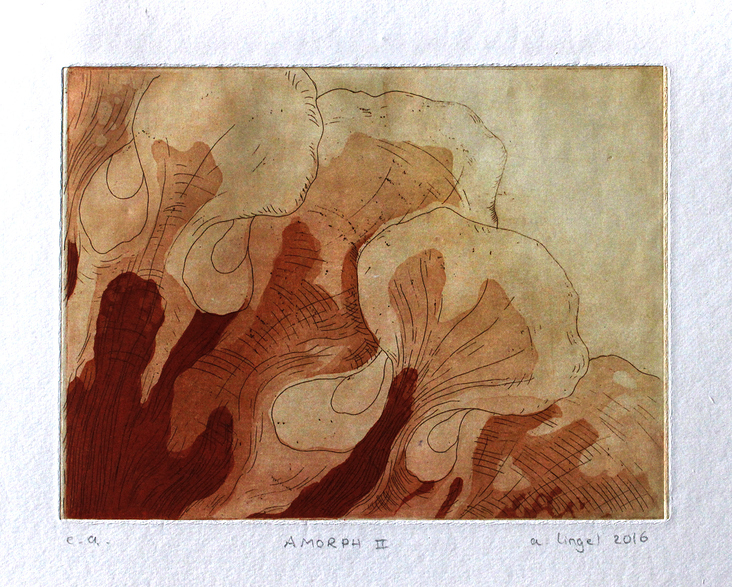 Amorph II (rot, 3/3), 2016, Radierung, Aquatinta auf Bütten, 32cm x 26,5cm