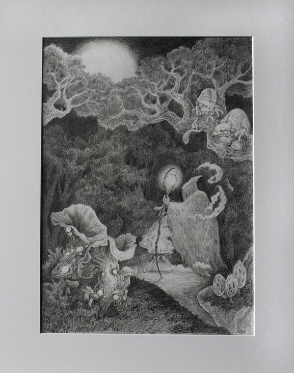 Master of Mushrooms II, 2019, Graphit auf Papier, 29,5cm x 42cm