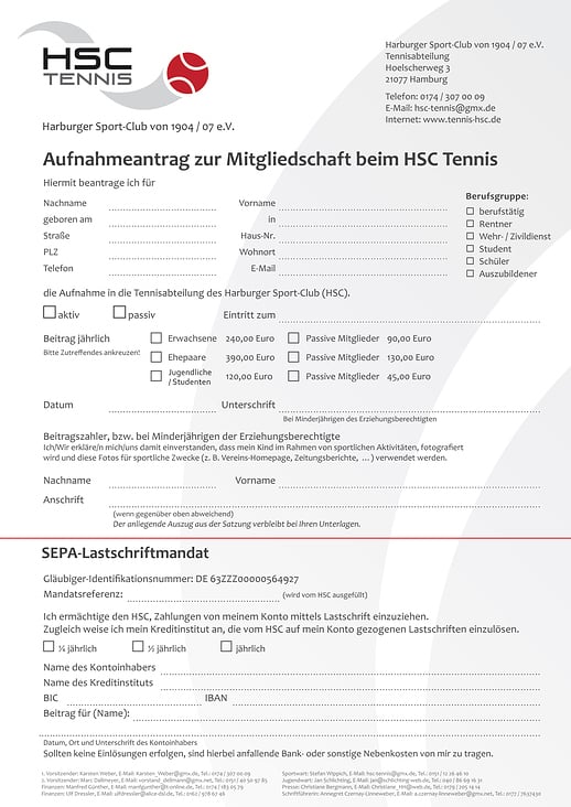 Aufnahmeantrag HSC Tennis