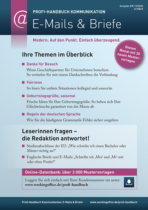 Profi-Handbuch Kommunikation: E-Mails & Briefe, Umschlag, Ausgabe 4/2020