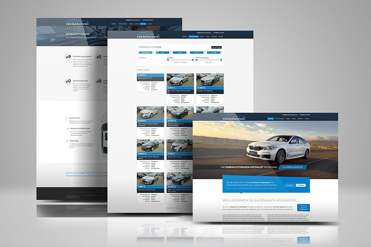Funktionale Website eines Autohändlers in edlem Design.