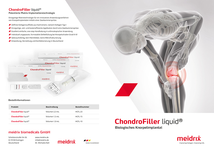 Informationsflyer ChondroFiller liquid Cover- und Rückseite